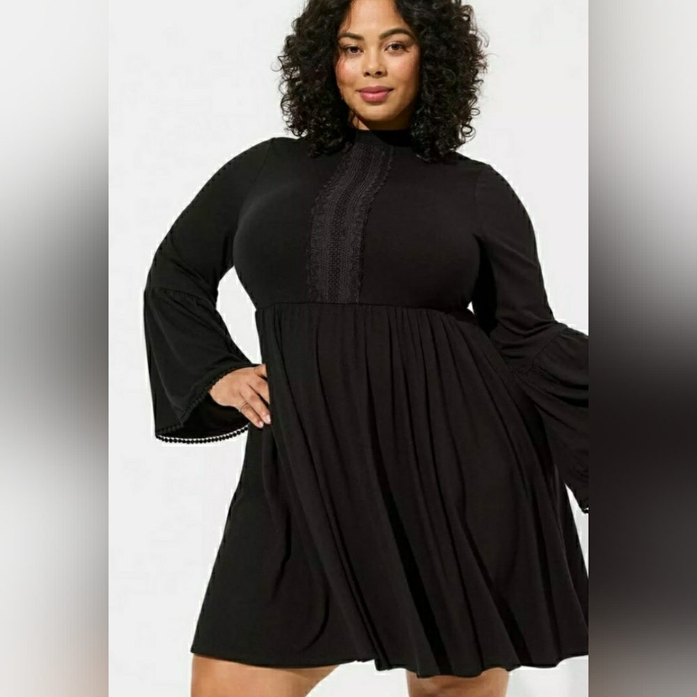 Torrid Witchy Jersey Mock Neck Skater Dress